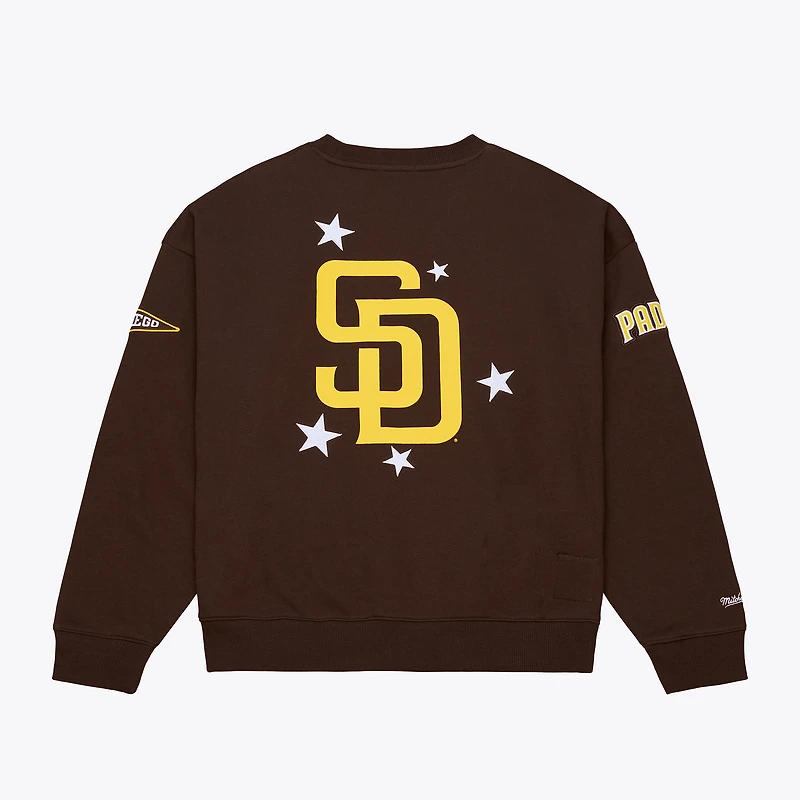Sweat-shirt Mitchell & Ness marron pour femme, édition spéciale San Diego Padres.