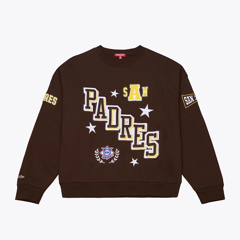 Sweat-shirt Mitchell & Ness marron pour femme, édition spéciale San Diego Padres.