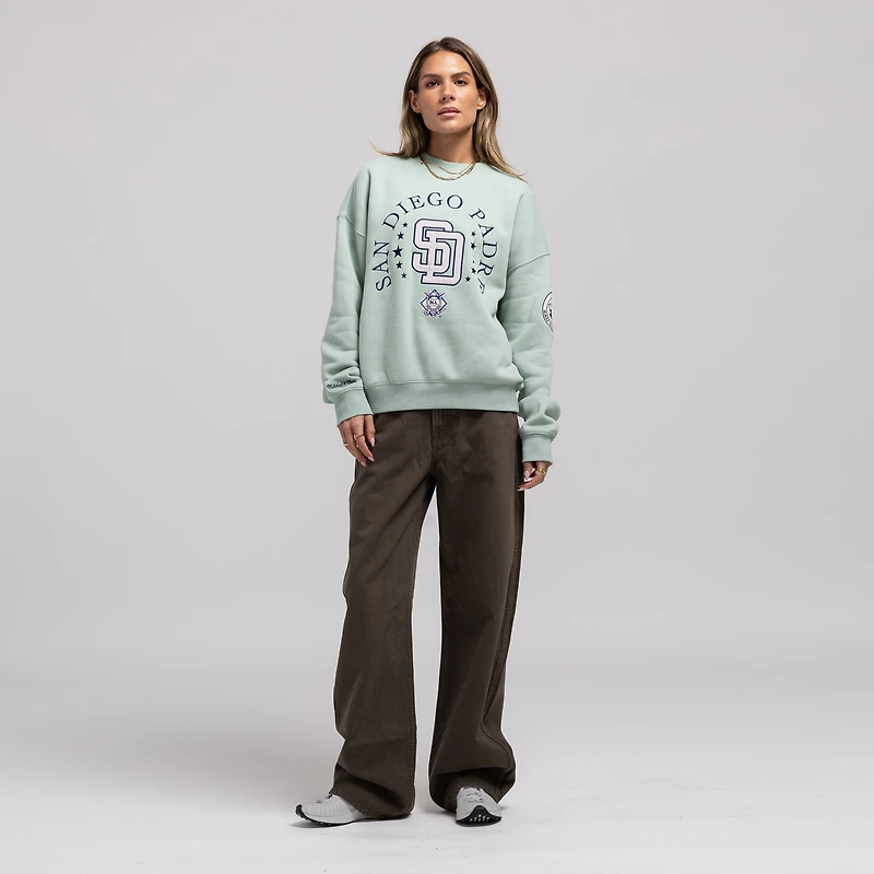 Sweat-shirt Mitchell & Ness vert San Diego Padres Yacht Rock pour femme