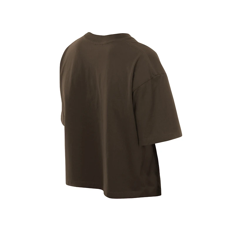 T-shirt boxy marron New Era pour femme avec logo métallisé des Padres de San Diego