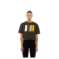 T-shirt boxy marron New Era pour femme avec logo métallisé des Padres de San Diego