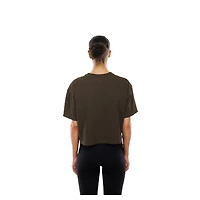 T-shirt boxy marron New Era pour femme avec logo métallisé des Padres de San Diego