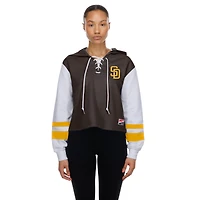 Women's New Era  Brown San Diego Padres Boxy Lace-Up Hoodie