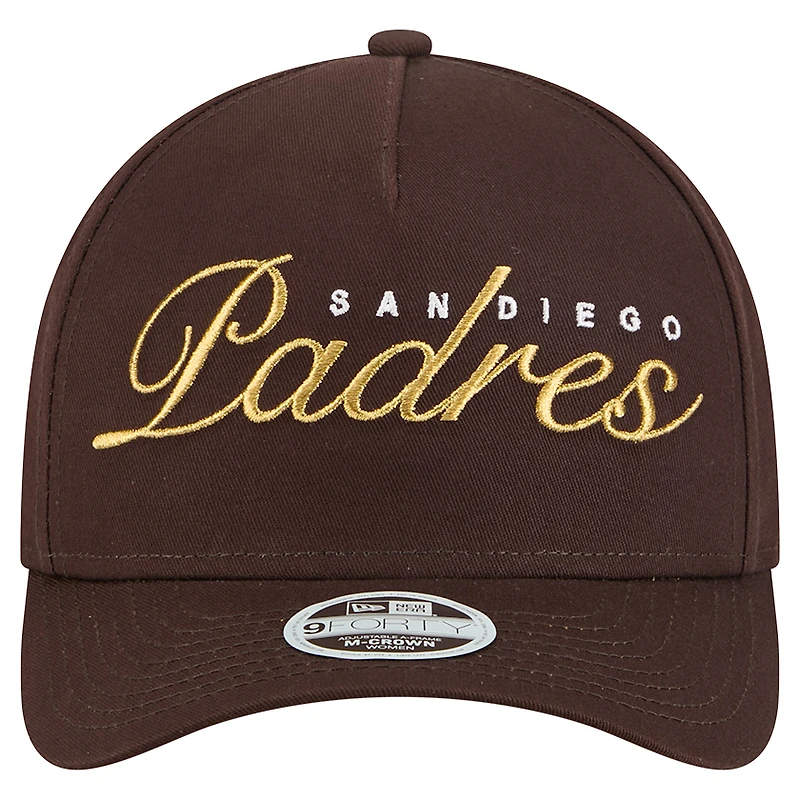 Women's New Era Brown San Diego Padres Metallic A-Frame 9FORTY Adjustable Hat