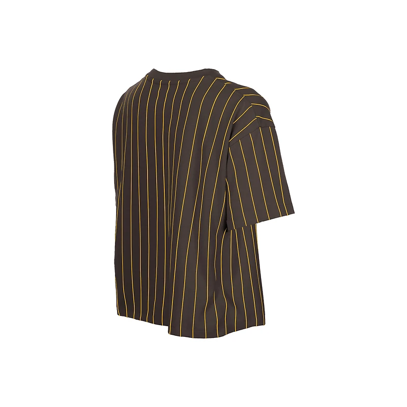 Women's New Era Brown San Diego Padres Throwback Meshback Pinstripe Boxy T-Shirt