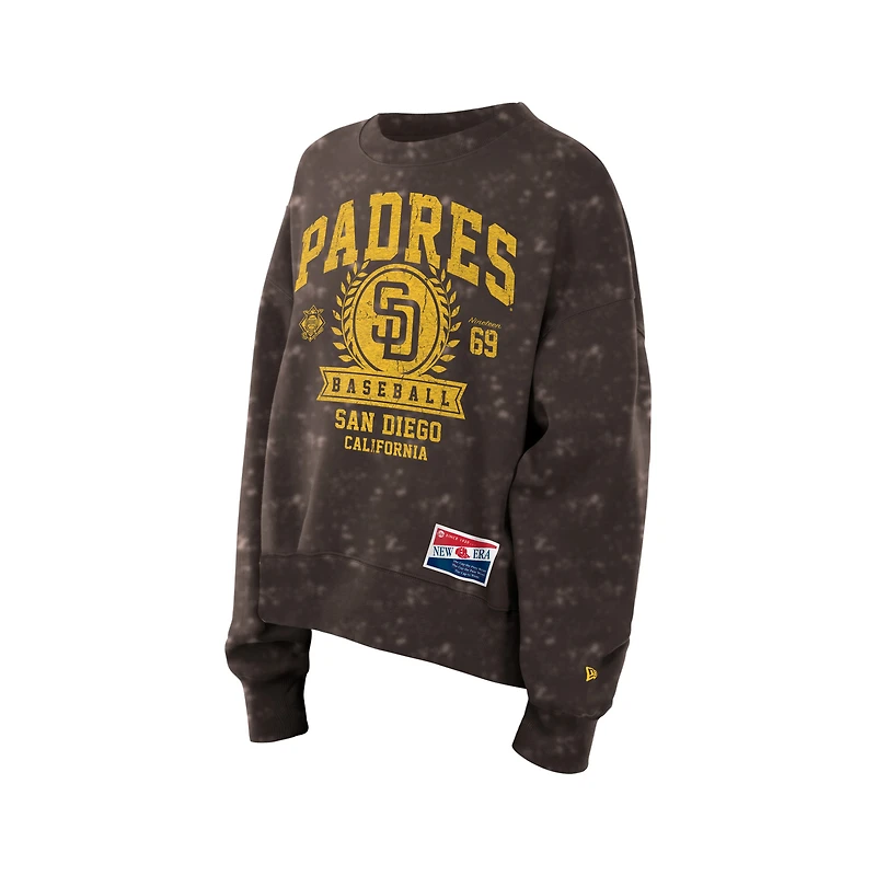 Women's New Era  Brown San Diego Padres Throwback Oversized Boxy Sweatshirt