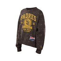 Women's New Era  Brown San Diego Padres Throwback Oversized Boxy Sweatshirt