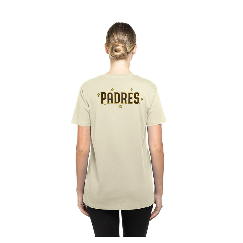 T-shirt New Era crème pour femme avec étoiles et casquette des Padres de San Diego