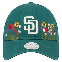 Casquette ajustable New Era 9TWENTY pour femme, vert foncé, motif floral des Padres de San Diego