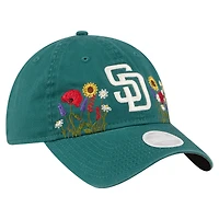 Women's New Era  Dark Green San Diego Padres Floral Stitch 9TWENTY Adjustable Hat