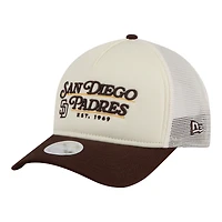 Women's New Era Light Beige/Brown San Diego Padres Retro 9FORTY M-Crown A-Frame Trucker Adjustable Hat
