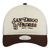Women's New Era Light Beige/Brown San Diego Padres Retro 9FORTY M-Crown A-Frame Trucker Adjustable Hat