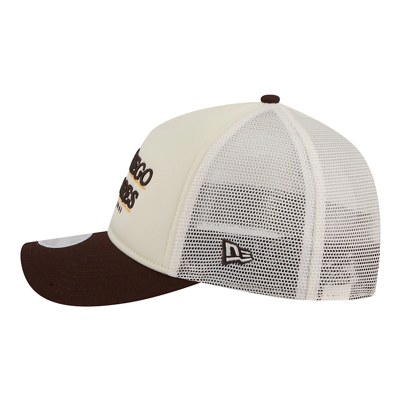 Women's New Era Light Beige/Brown San Diego Padres Retro 9FORTY M-Crown A-Frame Trucker Adjustable Hat