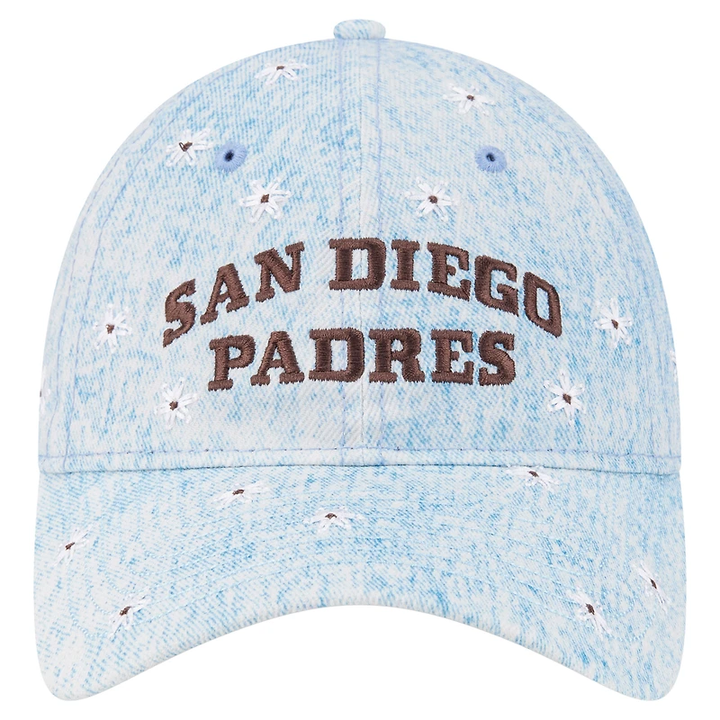 Women's New Era  Light Blue San Diego Padres Daisy All Over 9TWENTY Adjustable Hat