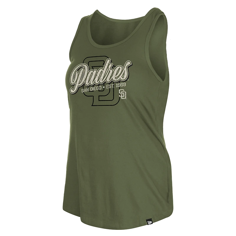 Women's New Era Olive San Diego Padres 2026 Armed Forces Day Tank Top