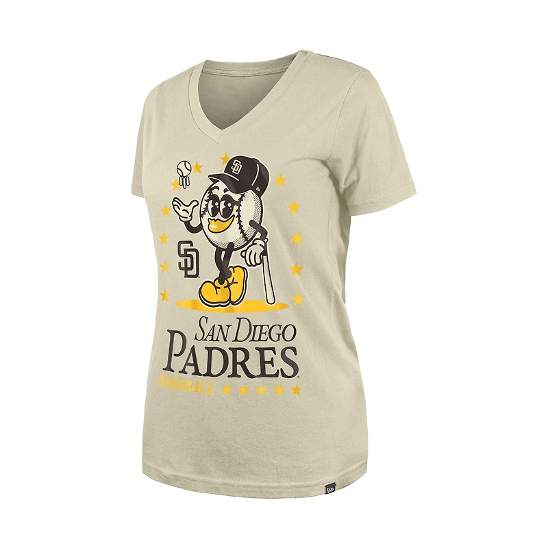 Women's New Era Sand San Diego Padres Little Miss 2 V-Neck T-Shirt
