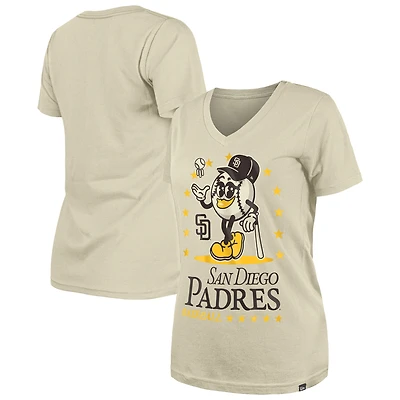 Women's New Era Sand San Diego Padres Little Miss 2 V-Neck T-Shirt