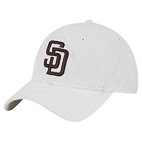 Casquette ajustable New Era blanche en maille florale 9TWENTY pour femme des Padres de San Diego