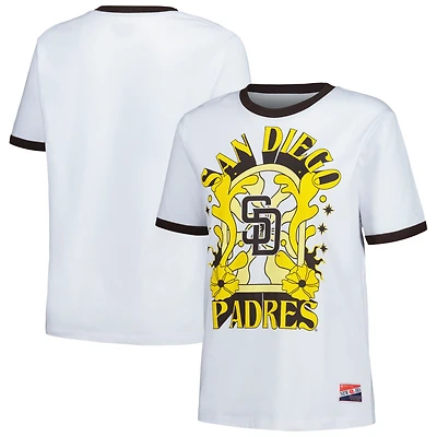 Women's New Era White San Diego Padres Oversized Ringer T-Shirt