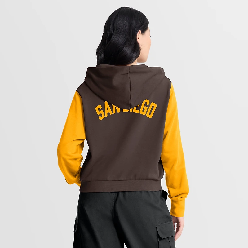 Women's Nike Brown/Gold San Diego Padres Cooperstown Collection Cropped Full-Zip Hoodie