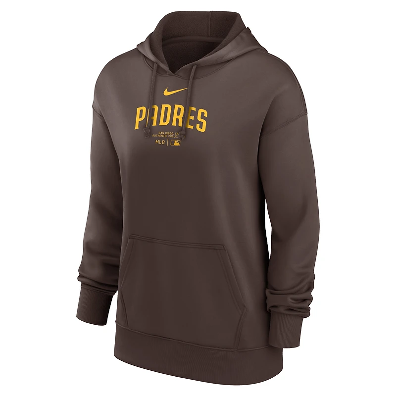 Women's Nike Brown San Diego Padres Authentic Collection Performance Pullover Hoodie