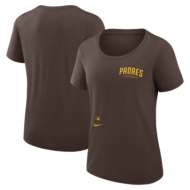 T-shirt Nike marron San Diego Padres Authentic Collection Performance à encolure dégagée pour femme