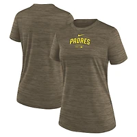 T-shirt Nike marron authentique pour femme, collection San Diego Padres, Velocity Performance