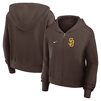 Sweat à capuche Nike marron San Diego Padres Cropped Chill entièrement zippé pour femme