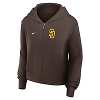 Women's Nike Brown San Diego Padres Cropped Chill Full-Zip Hoodie