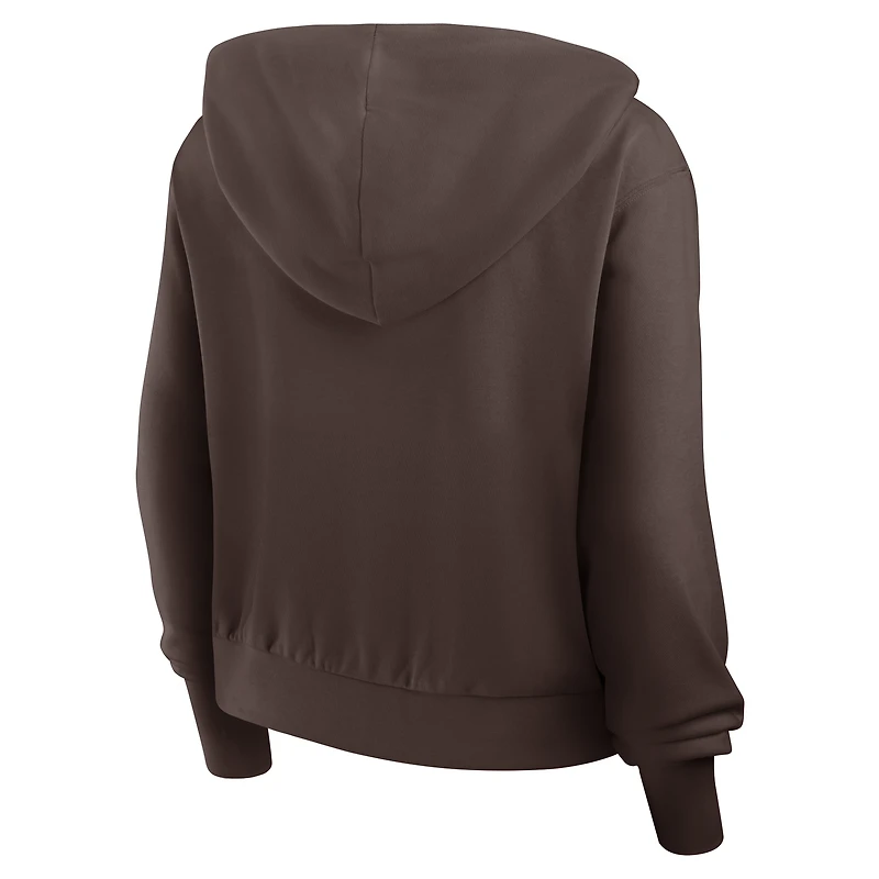Sweat à capuche Nike marron San Diego Padres Cropped Chill entièrement zippé pour femme