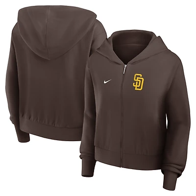 Women's Nike Brown San Diego Padres Cropped Chill Full-Zip Hoodie