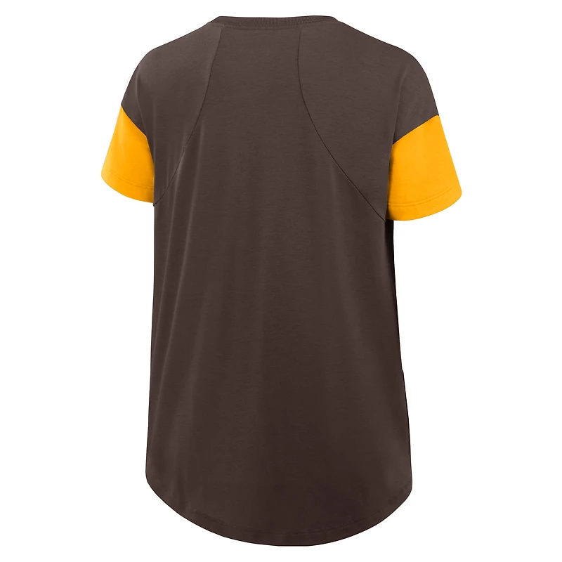 T-shirt Nike marron fluide et tendance pour femme, motif Dri-FIT des Padres de San Diego