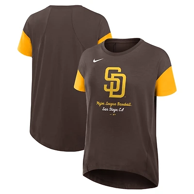 T-shirt Nike marron fluide et tendance pour femme, motif Dri-FIT des Padres de San Diego