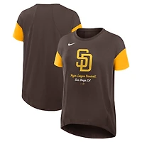 T-shirt Nike marron fluide et tendance pour femme, motif Dri-FIT des Padres de San Diego