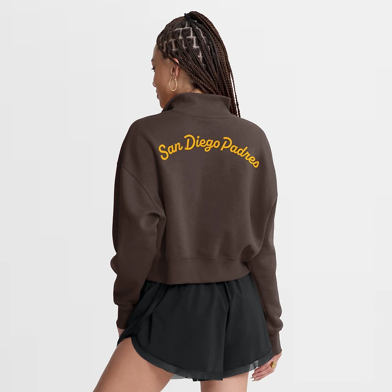 Sweat-shirt à demi-zip en polaire Nike marron San Diego Padres Primetime Phoenix pour femme