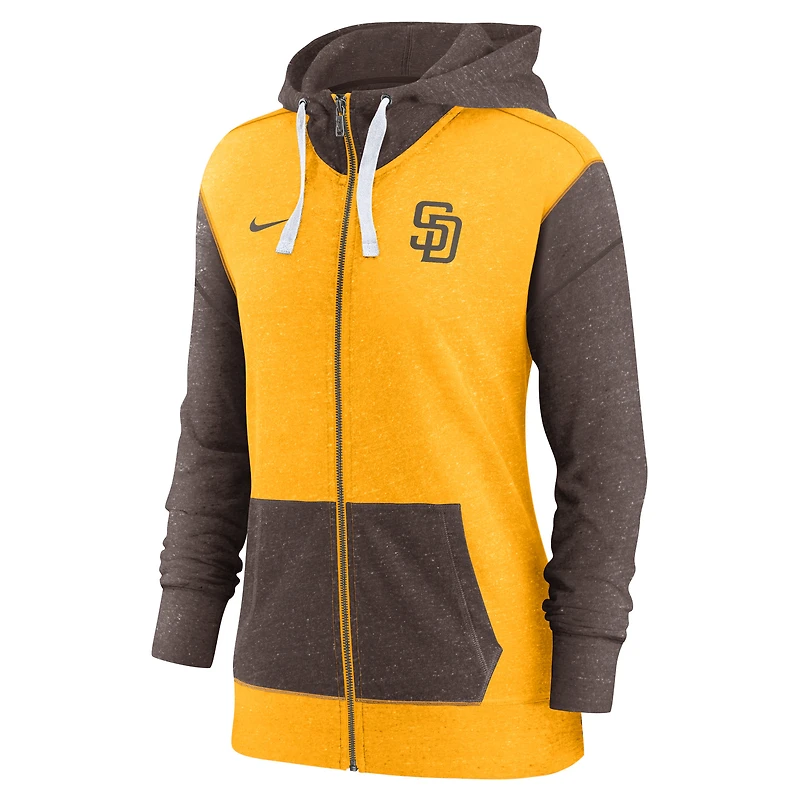 Sweat à capuche entièrement zippé Nike San Diego Padres doré pour femme