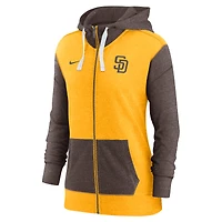 Sweat à capuche entièrement zippé Nike San Diego Padres doré pour femme