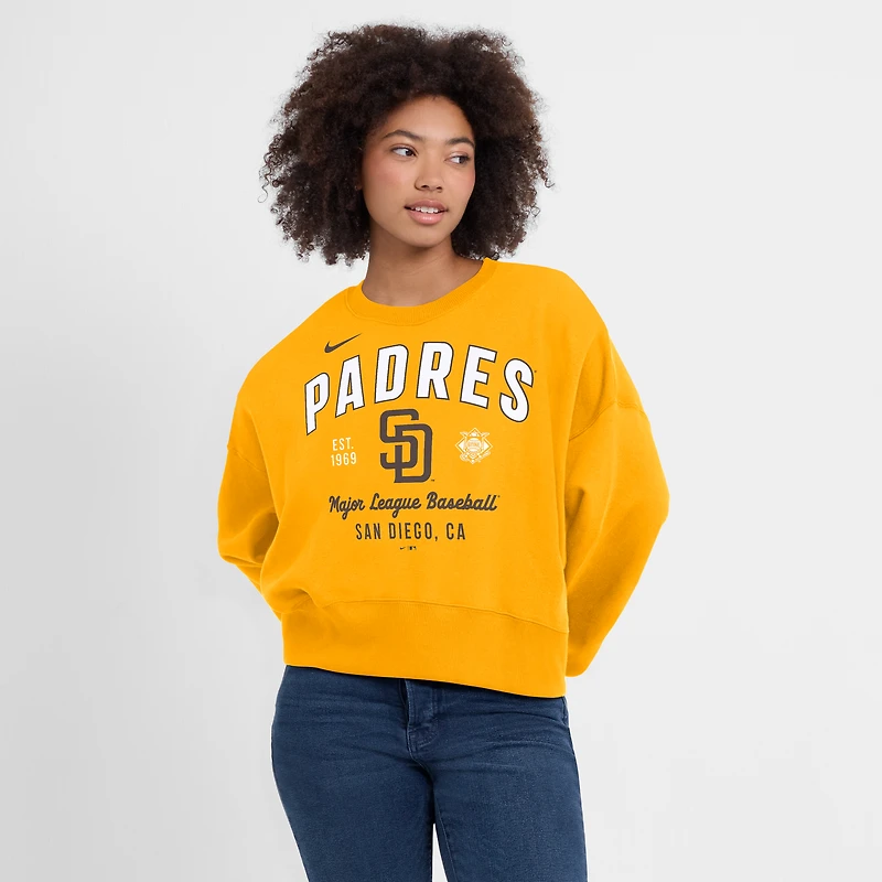 Sweat-shirt oversize à taille haute Nike Gold pour femme des Padres de San Diego