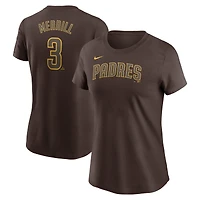 T-shirt Nike Jackson Merrill marron San Diego Padres Cooperstown Collection Fuse avec nom et numéro pour femme