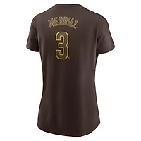 T-shirt Nike Jackson Merrill Brown pour femme avec nom et numéro Fuse des San Diego Padres