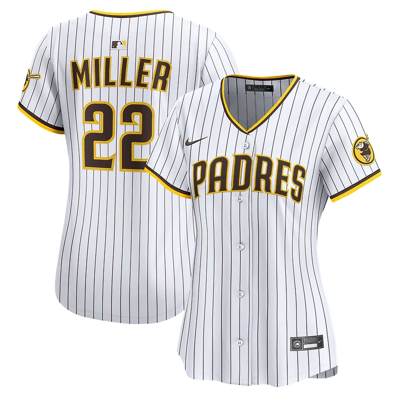 Maillot Nike Mason Miller blanc pour femme, édition limitée, des Padres de San Diego à domicile