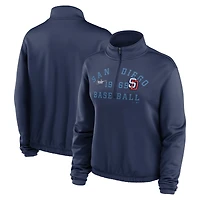 Sweat-shirt semi-court à demi-zip et ourlet bulle Nike bleu marine pour femmes des San Diego Padres Rewind Splice