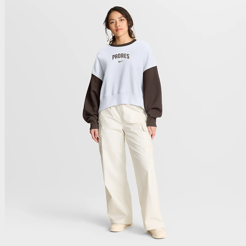 Sweat-shirt polaire oversize montant pour femme Nike blanc/marron San Diego Padres