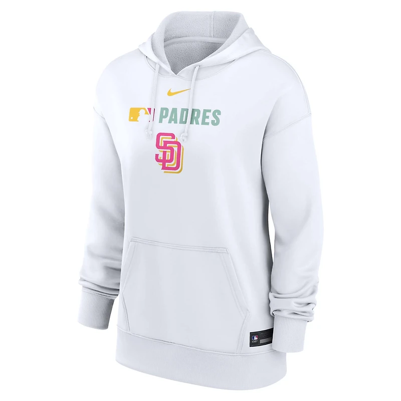 Sweat à capuche Therma-FIT Nike City Connect Authentic Collection pour femme, blanc, San Diego Padres