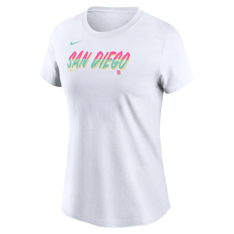 T-shirt Nike blanc avec logo San Diego Padres City Connect pour femme