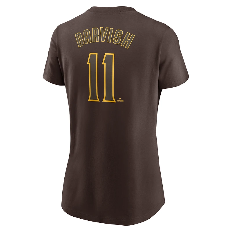 Women's Nike Yu Darvish Brown San Diego Padres Cooperstown Collection Fuse Name & Number T-Shirt
