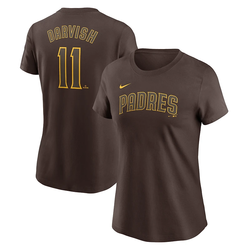 T-shirt Nike Yu Darvish Brown pour femme avec nom et numéro Fuse des Padres de San Diego