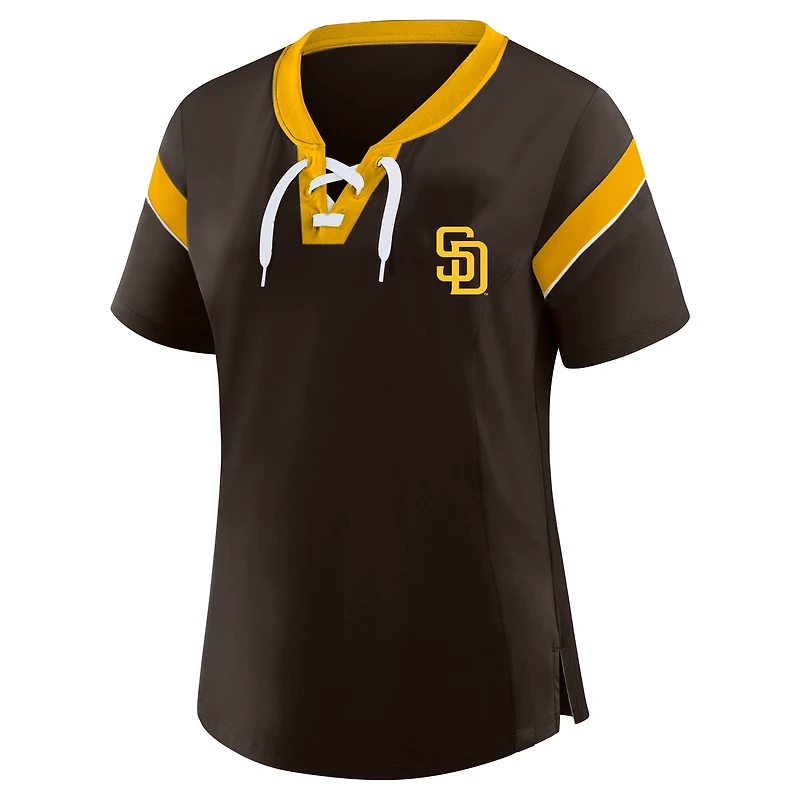 Profil femme marron San Diego Padres T-shirt à lacets grande taille
