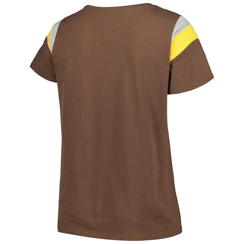 T-shirt marron à encolure dégagée grande taille Profile pour femmes des Padres de San Diego