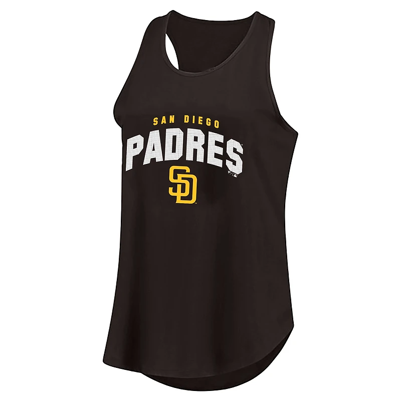Women's Profile Brown San Diego Padres Plus Wordmark Racerback Scoop Neck Tank Top